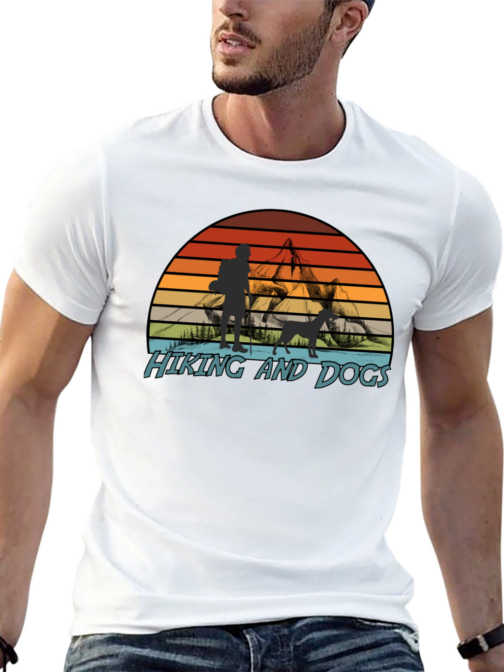 Hiking and Dogs Graphic T-Shirt