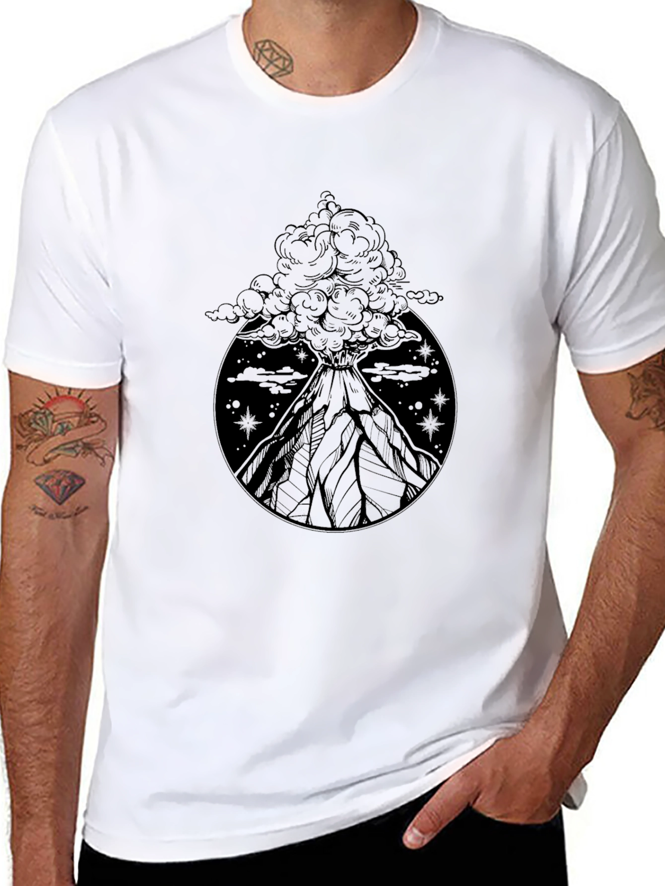 Volcano Eruption Graphic Tee - Black