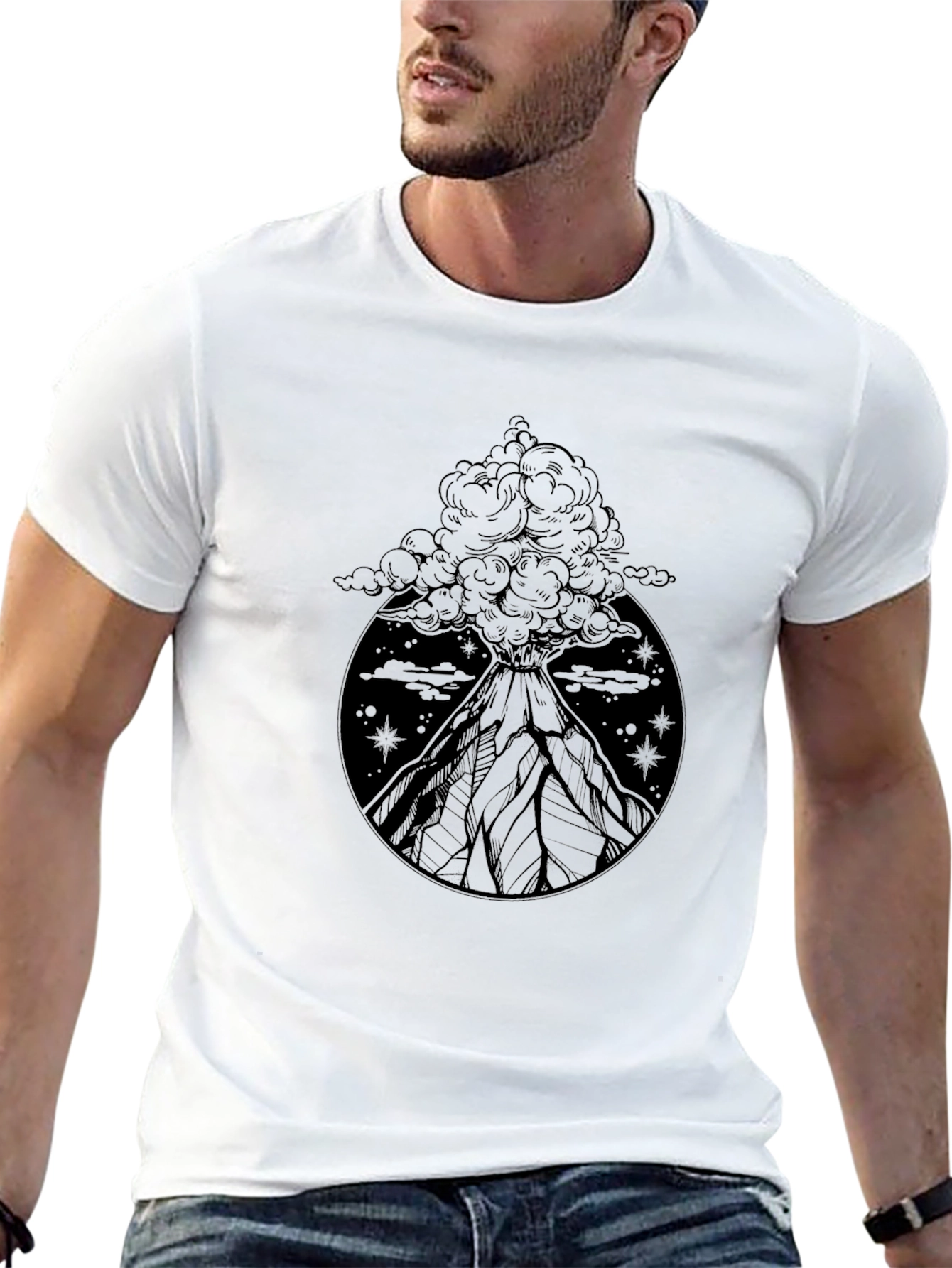 Volcano Eruption Graphic Tee - Black