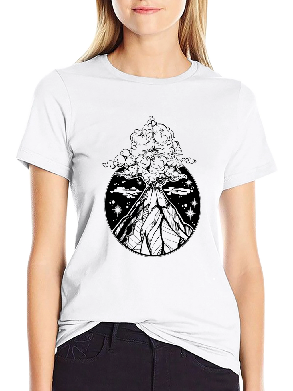 Volcano Eruption Graphic Tee - Black