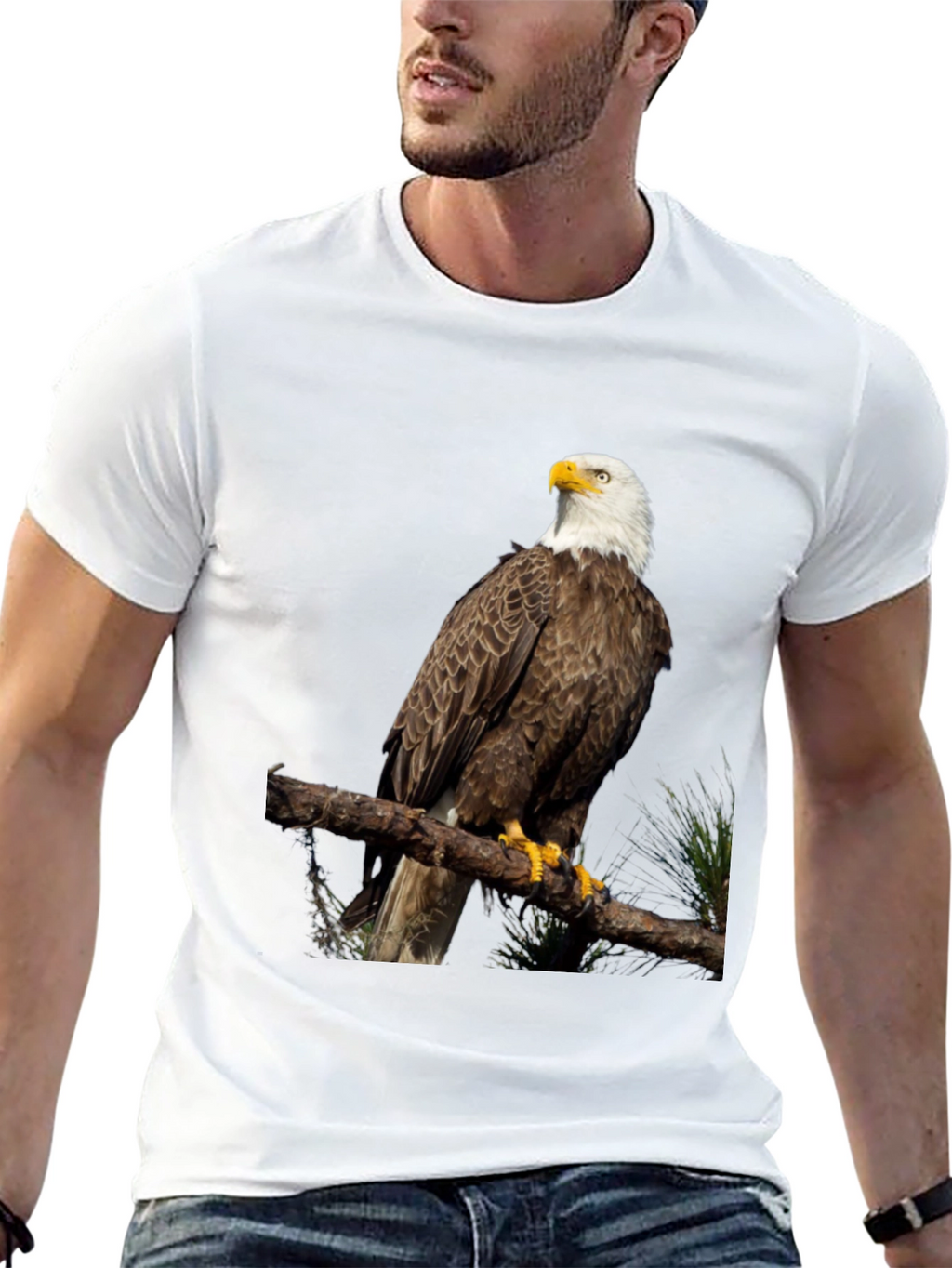 Bald Eagle Graphic Print Black T-Shirt