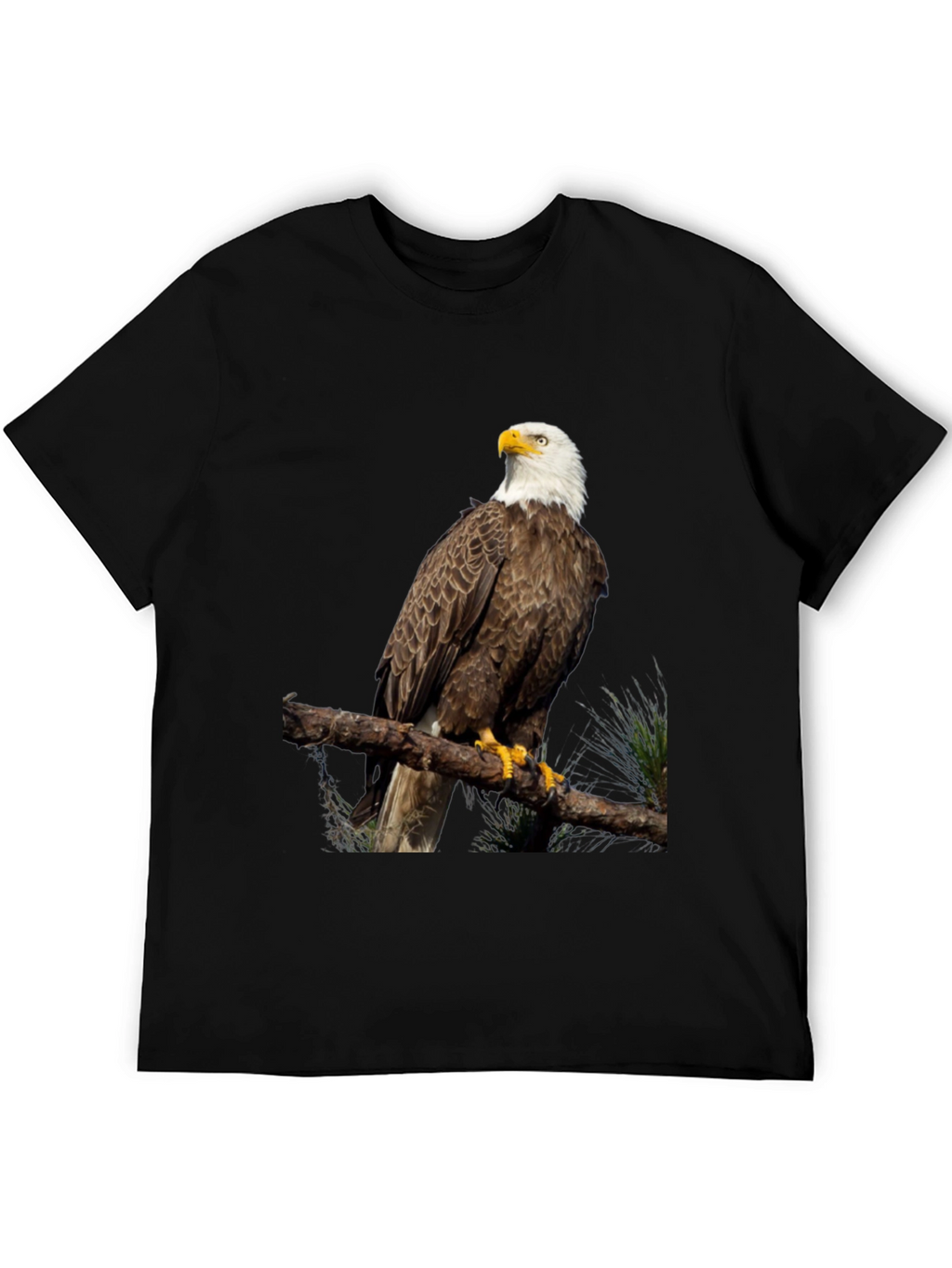 Bald Eagle Graphic Print Black T-Shirt