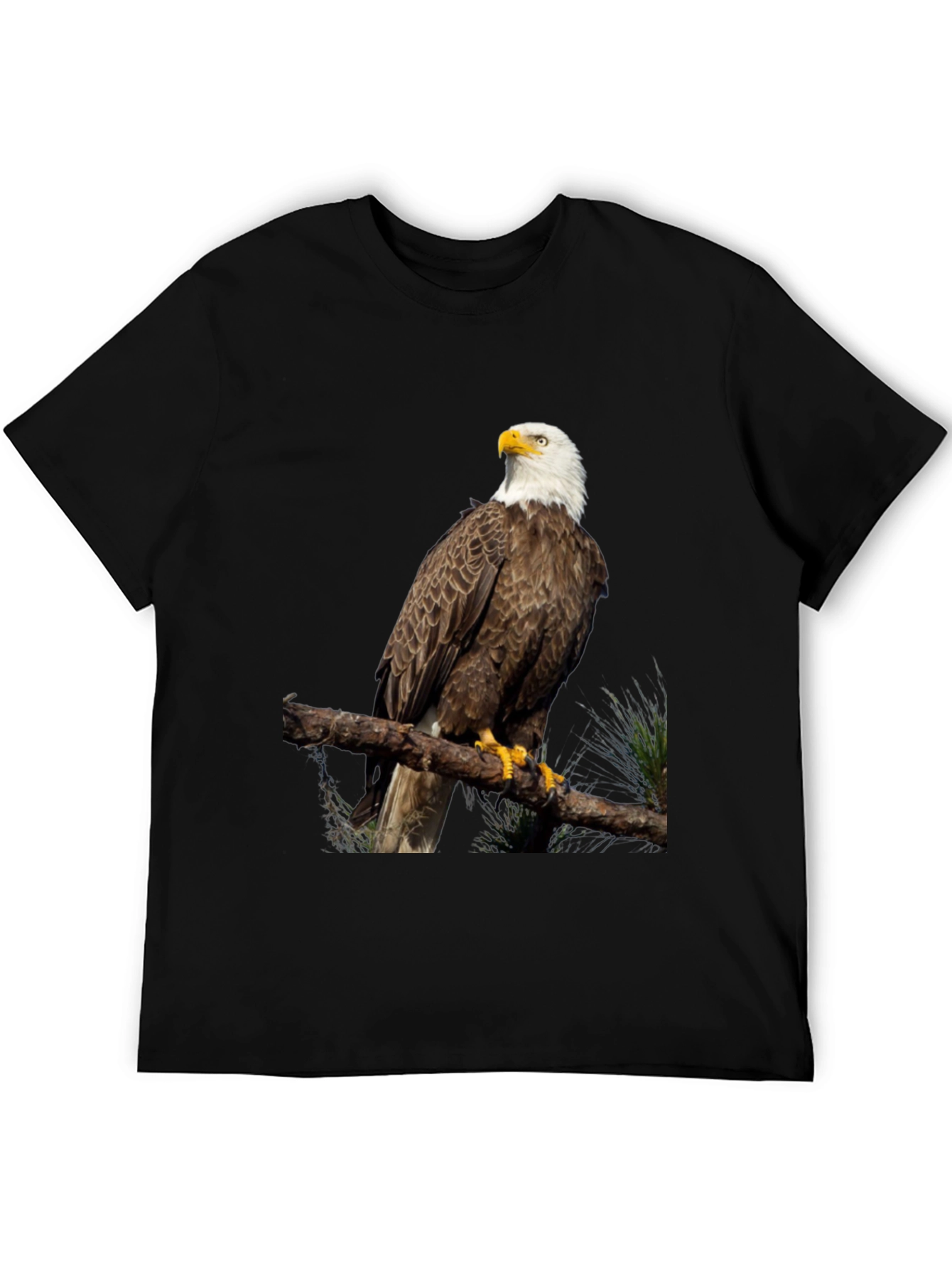 Bald Eagle Graphic Print Black T-Shirt