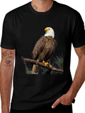 Bald Eagle Graphic Print Black T-Shirt