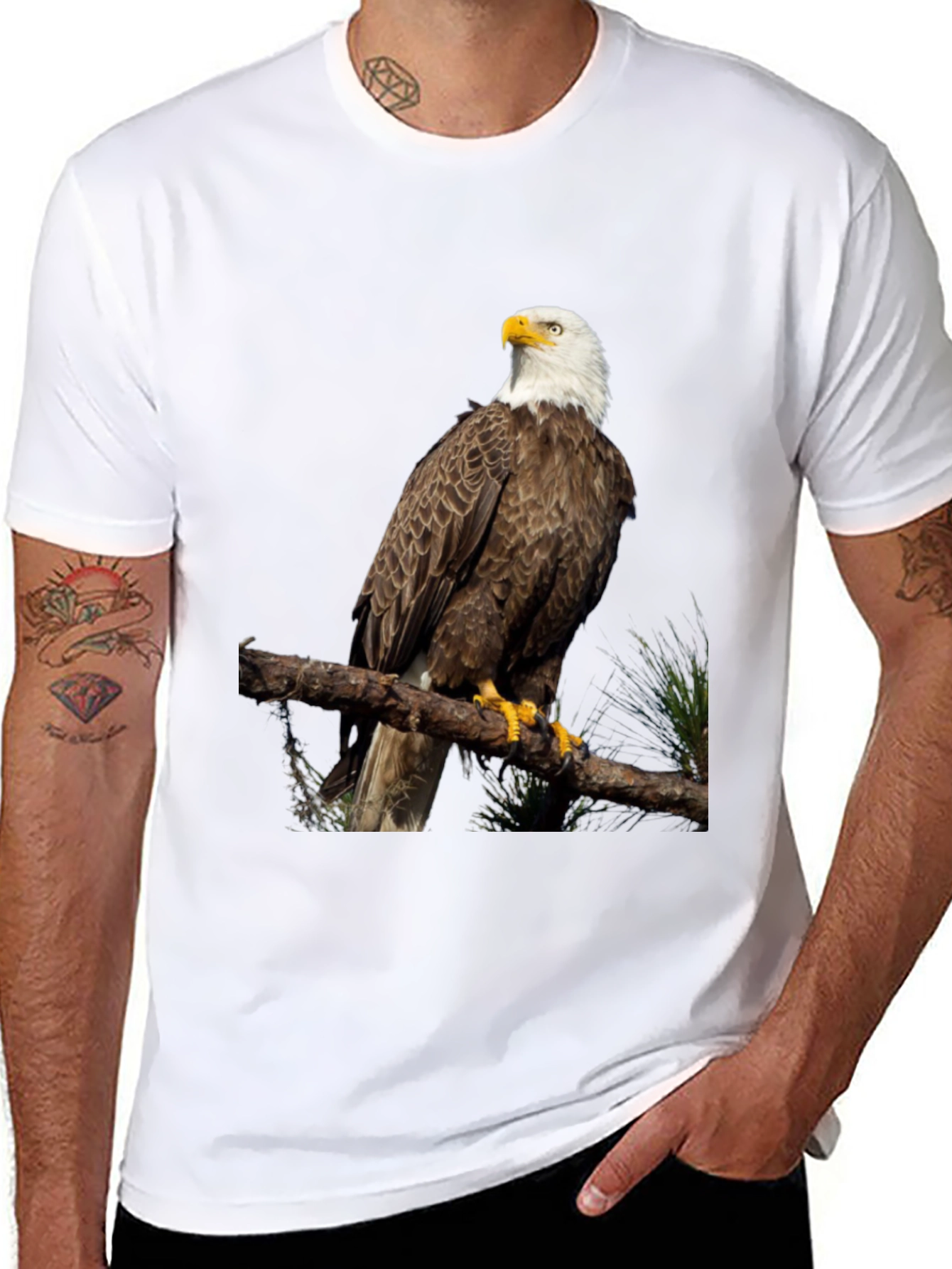 Bald Eagle Graphic Print Black T-Shirt