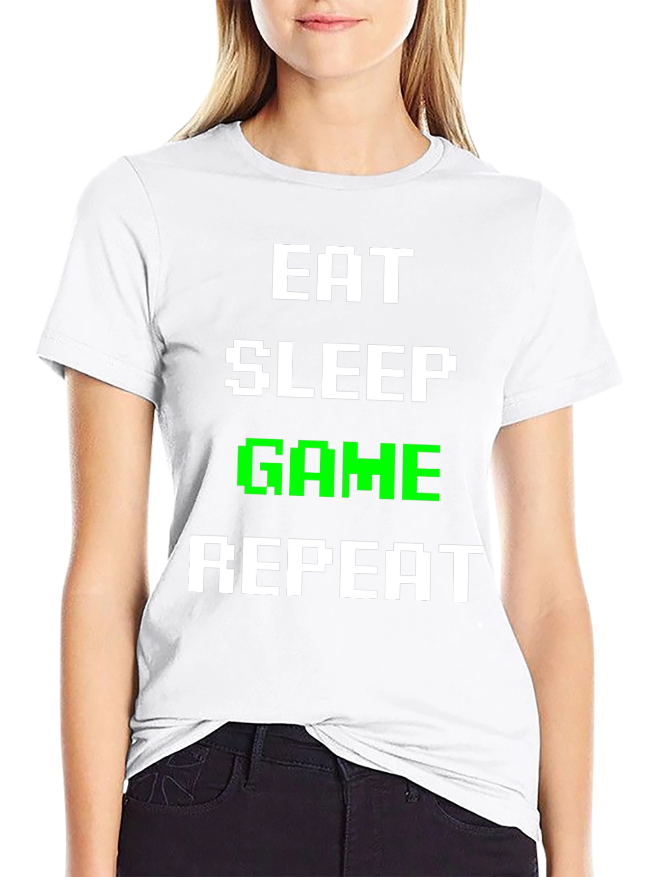 Eat Sleep Game Repeat Gamer T-Shirt - Black