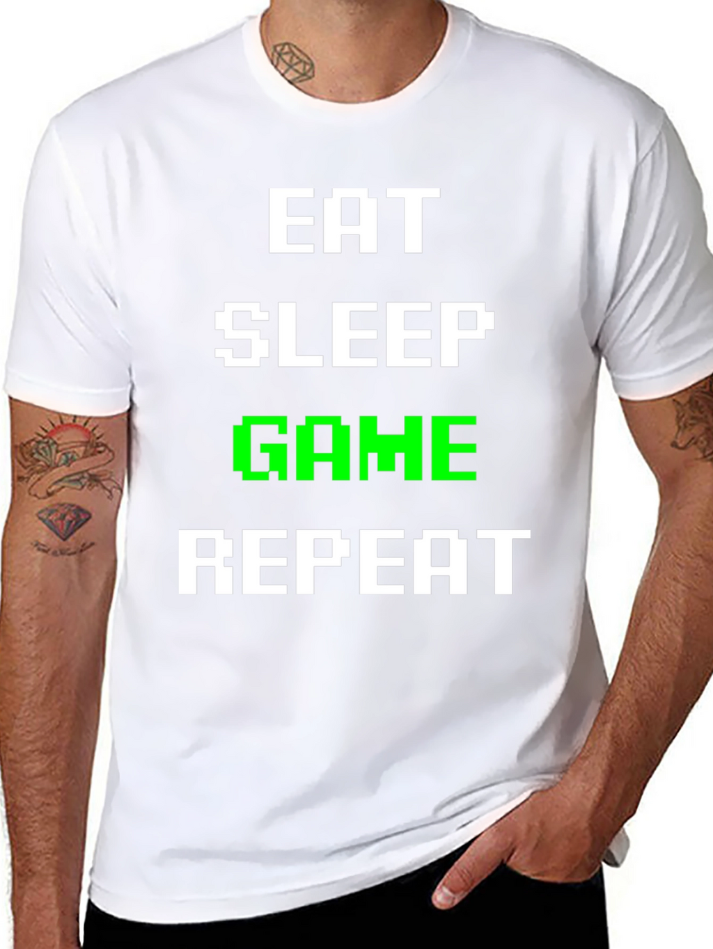 Eat Sleep Game Repeat Gamer T-Shirt - Black