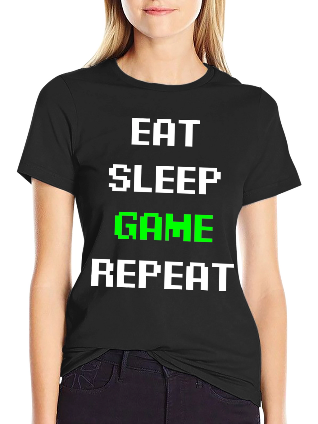 Eat Sleep Game Repeat Gamer T-Shirt - Black