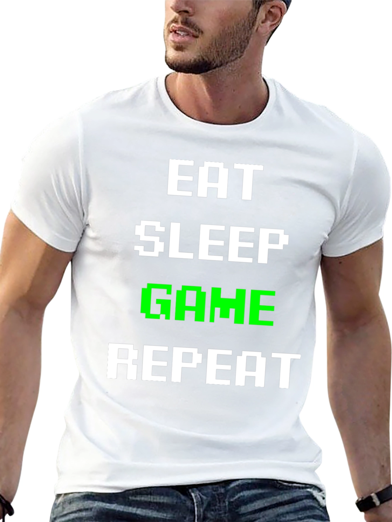 Eat Sleep Game Repeat Gamer T-Shirt - Black