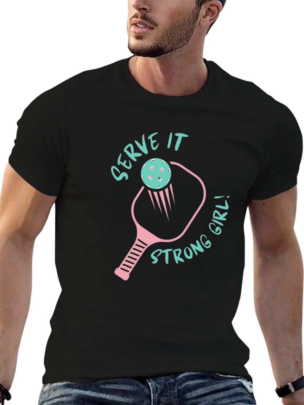Serve It Strong Girl Pickleball Graphic Tee
