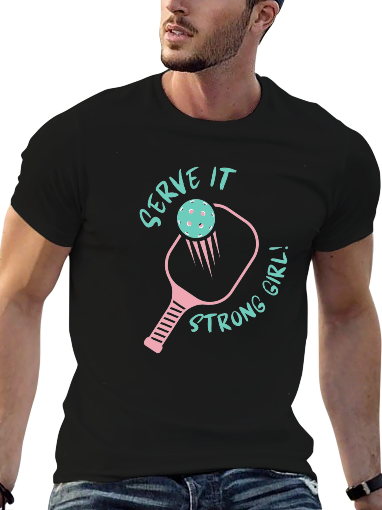 Serve It Strong Girl Pickleball Graphic Tee