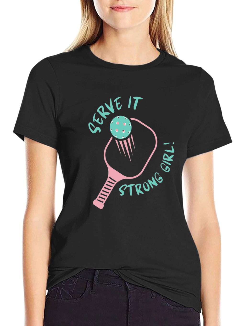 Serve It Strong Girl Pickleball Graphic Tee