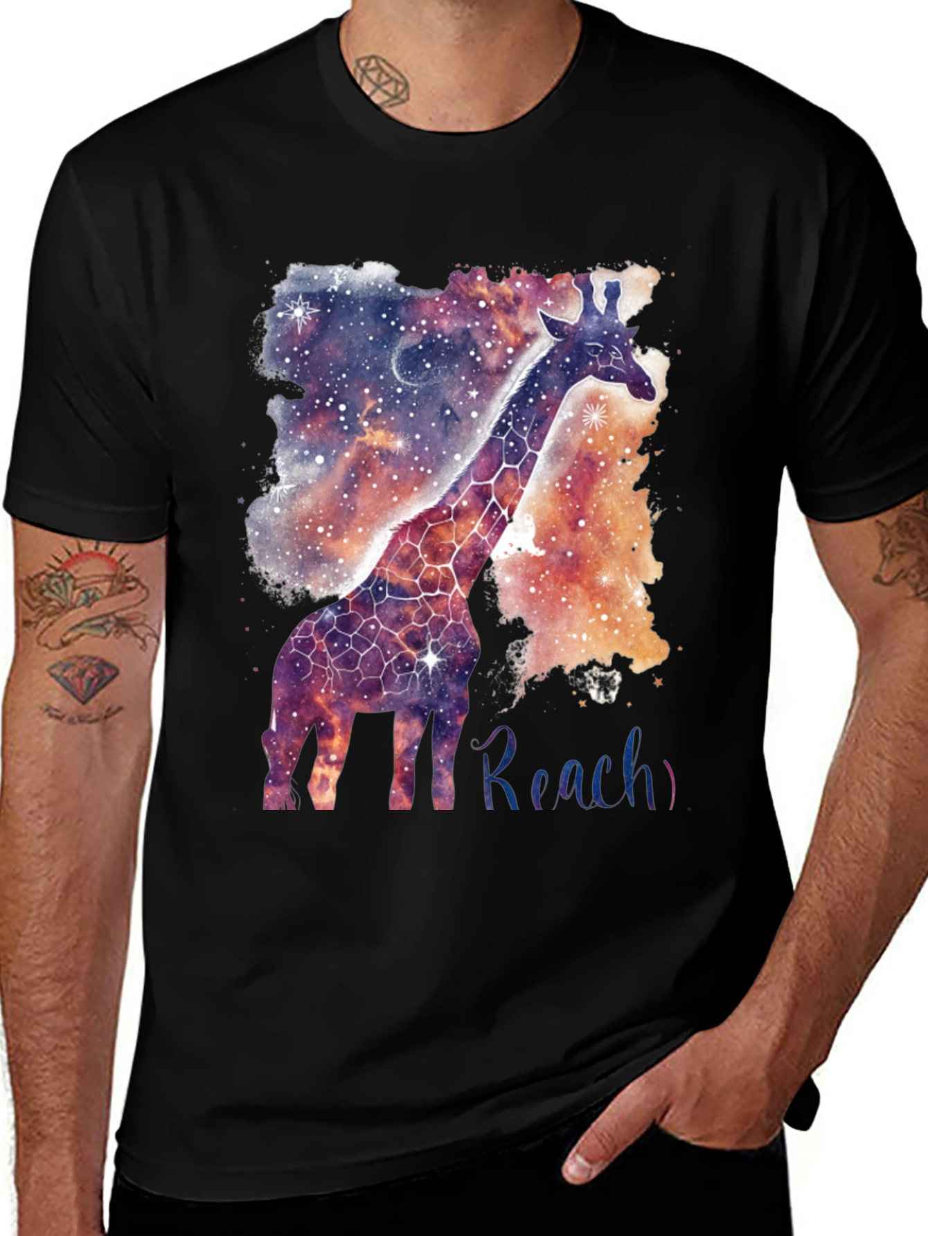 Galaxy Giraffe Graphic Tee - Reach for the Stars!