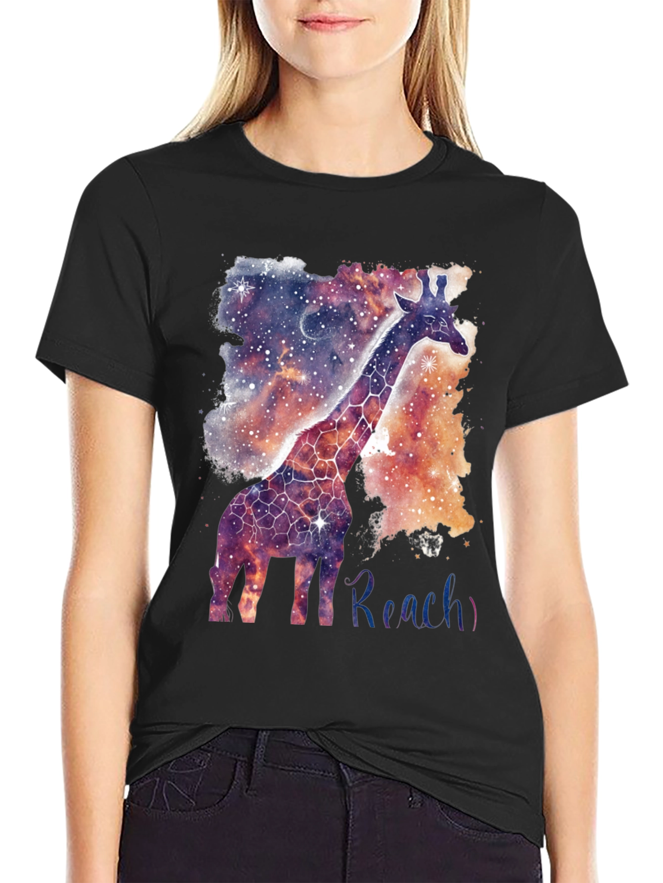 Galaxy Giraffe Graphic Tee - Reach for the Stars!