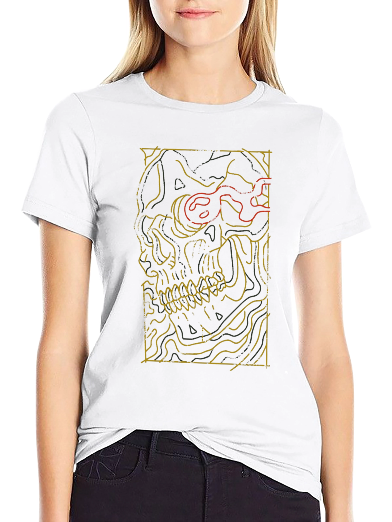 Skull Contour Graphic Tee - Modern Streetwear Style