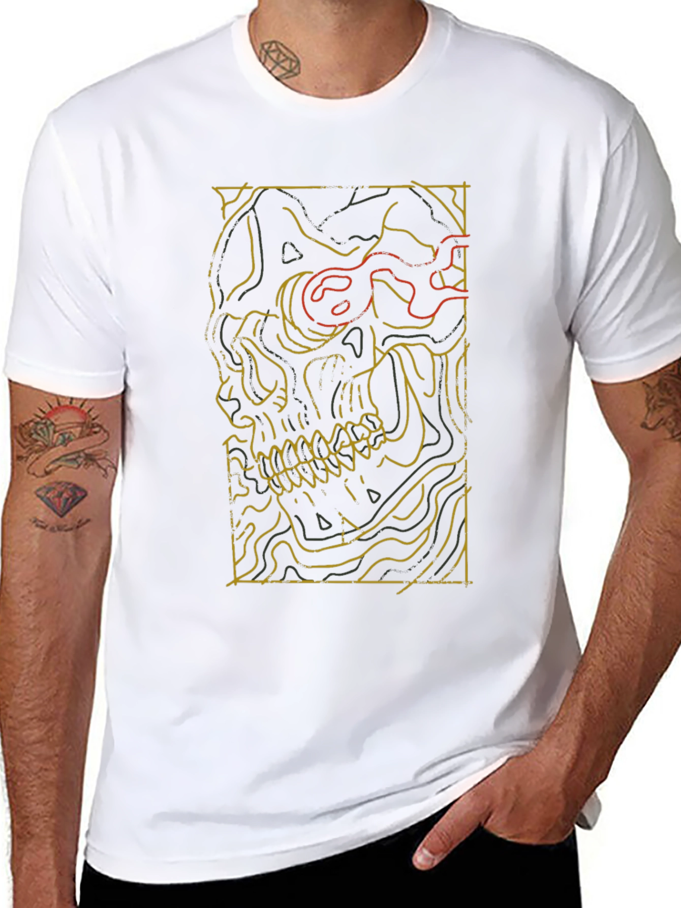 Skull Contour Graphic Tee - Modern Streetwear Style