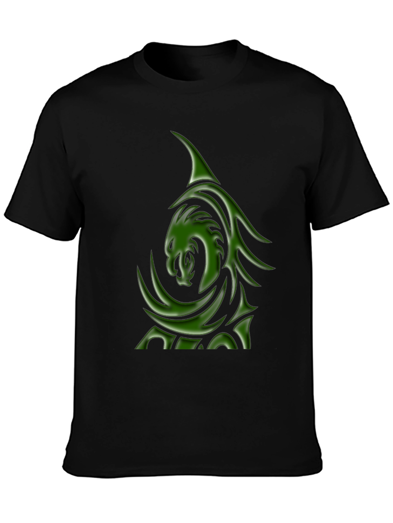 Mens Black T-Shirt with Green Dragon Graphic