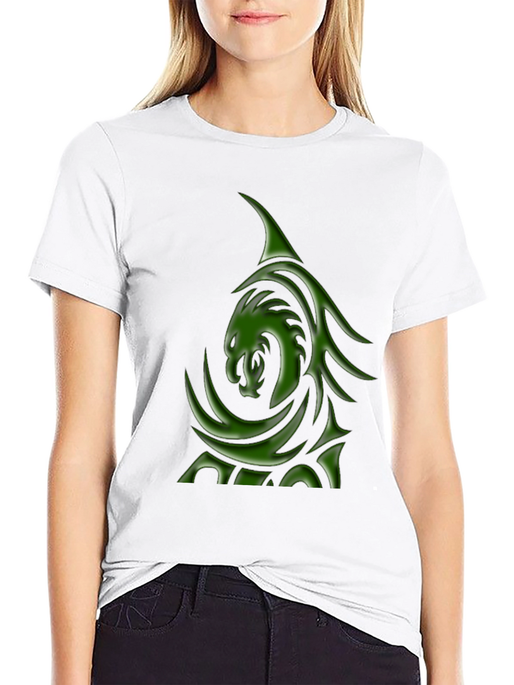 Mens Black T-Shirt with Green Dragon Graphic