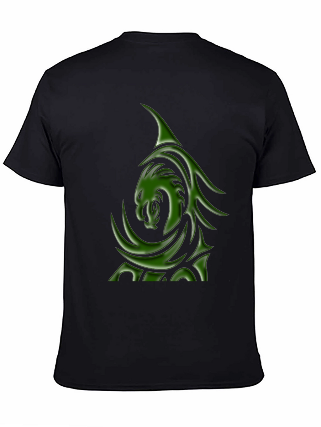Mens Black T-Shirt with Green Dragon Graphic
