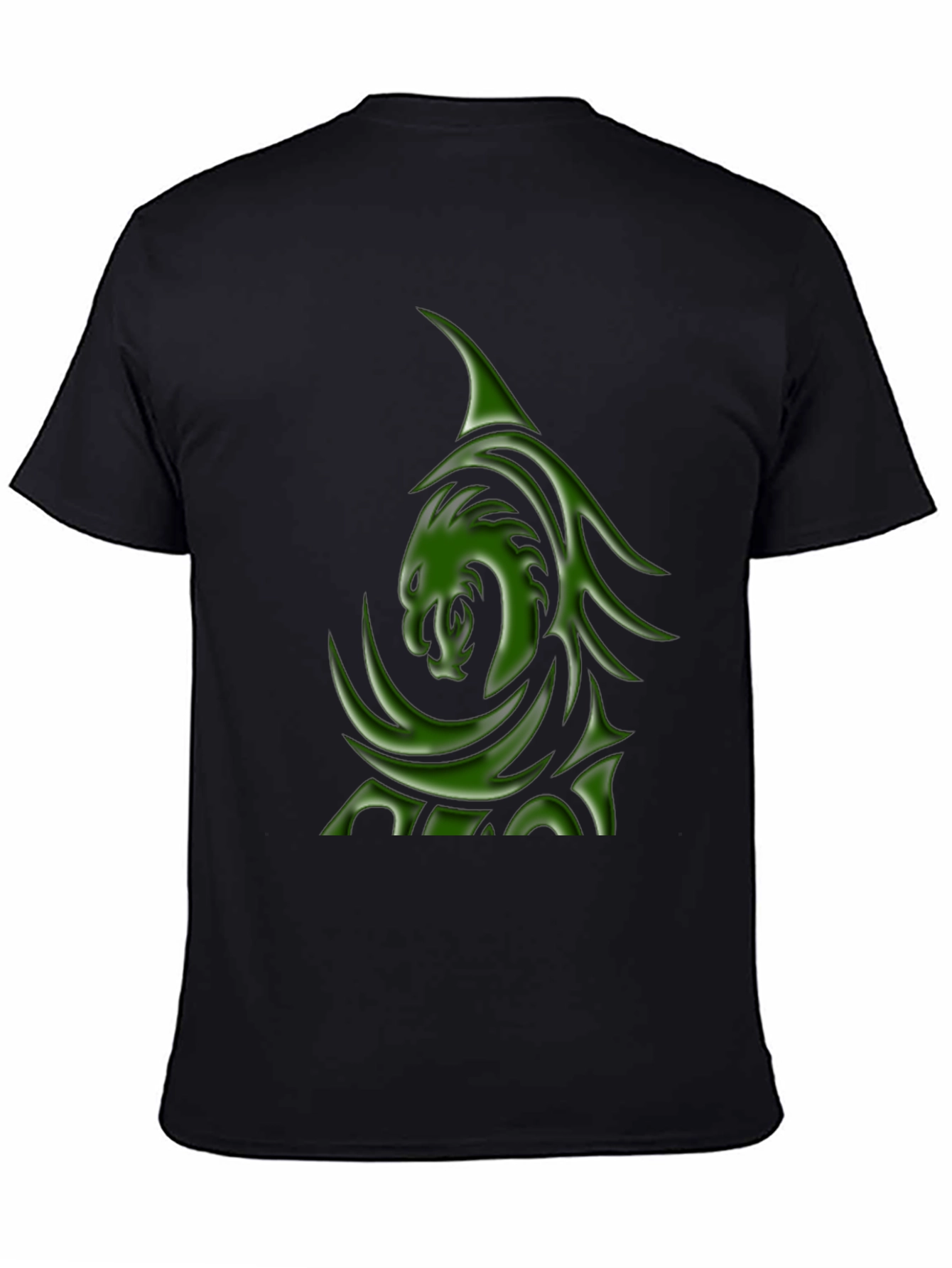 Mens Black T-Shirt with Green Dragon Graphic