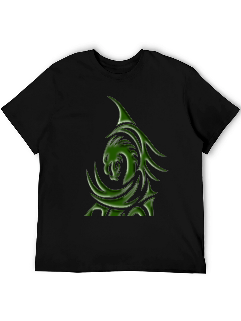 Mens Black T-Shirt with Green Dragon Graphic