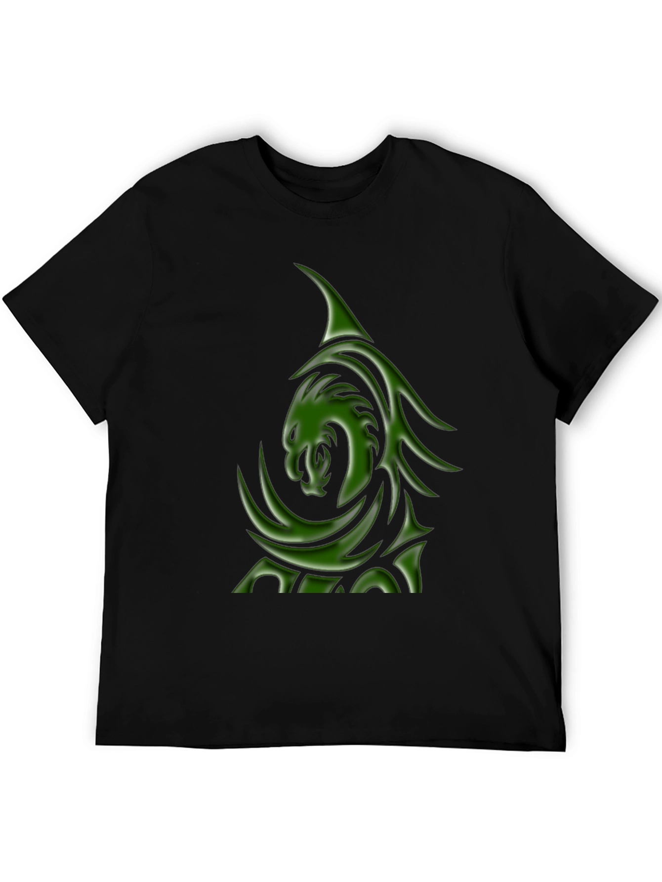 Mens Black T-Shirt with Green Dragon Graphic