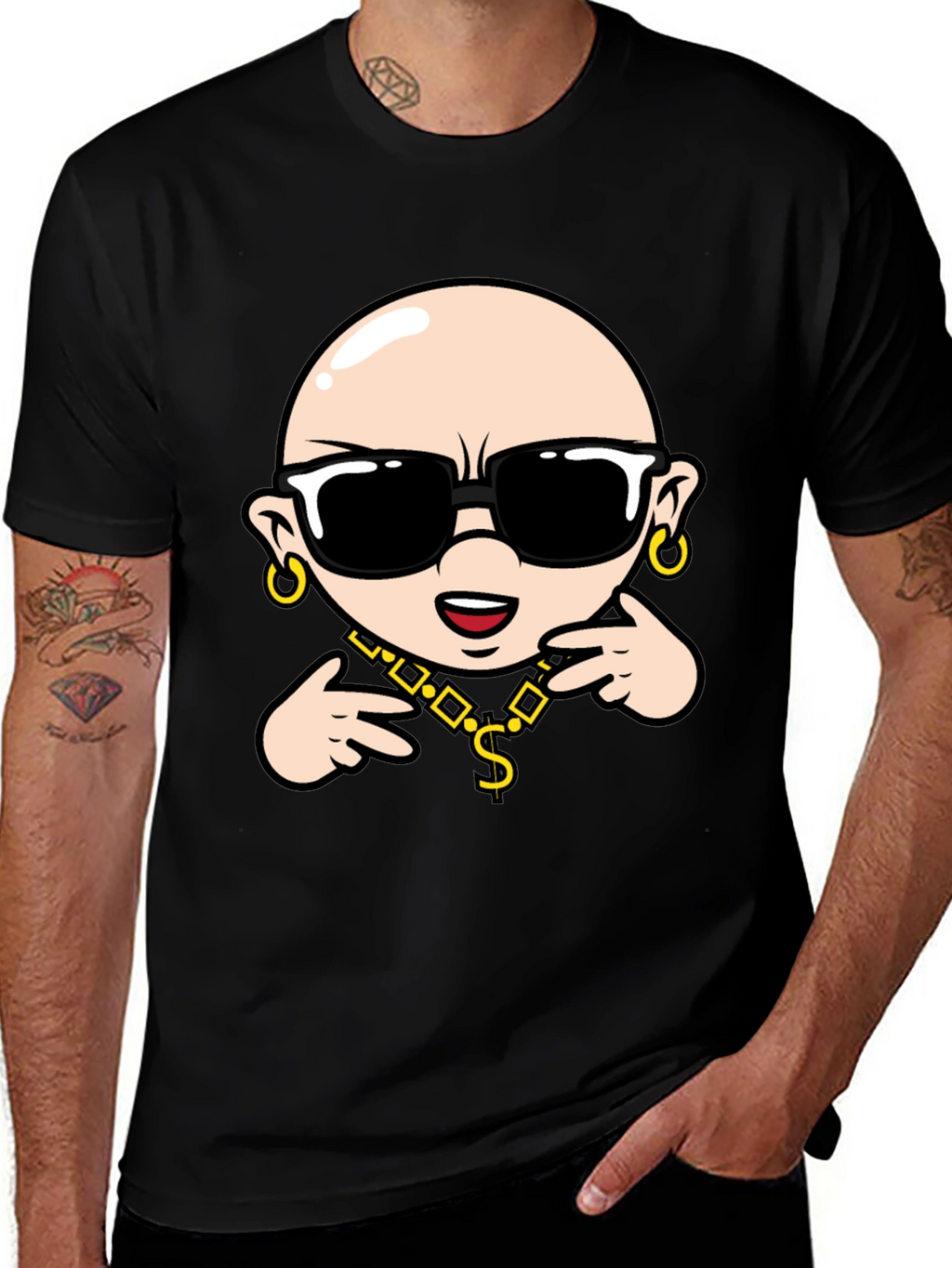 Cool Cartoon Character Black T-Shirt