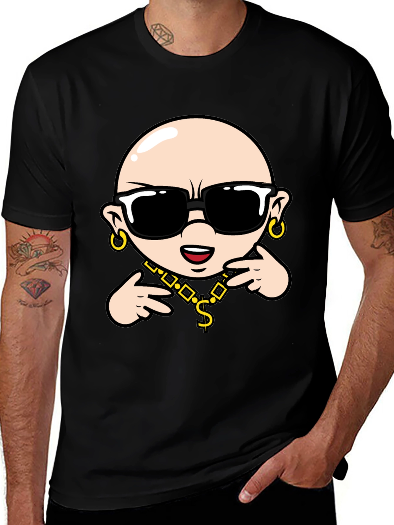 Cool Cartoon Character Black T-Shirt