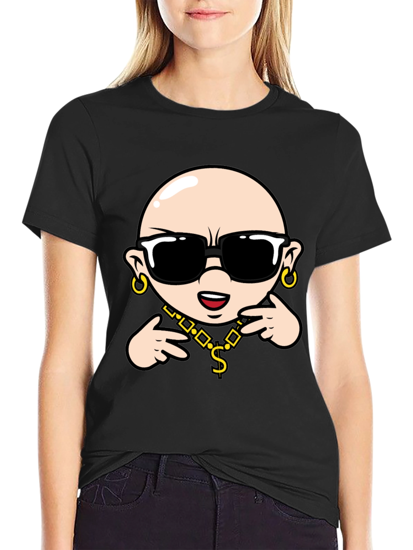 Cool Cartoon Character Black T-Shirt