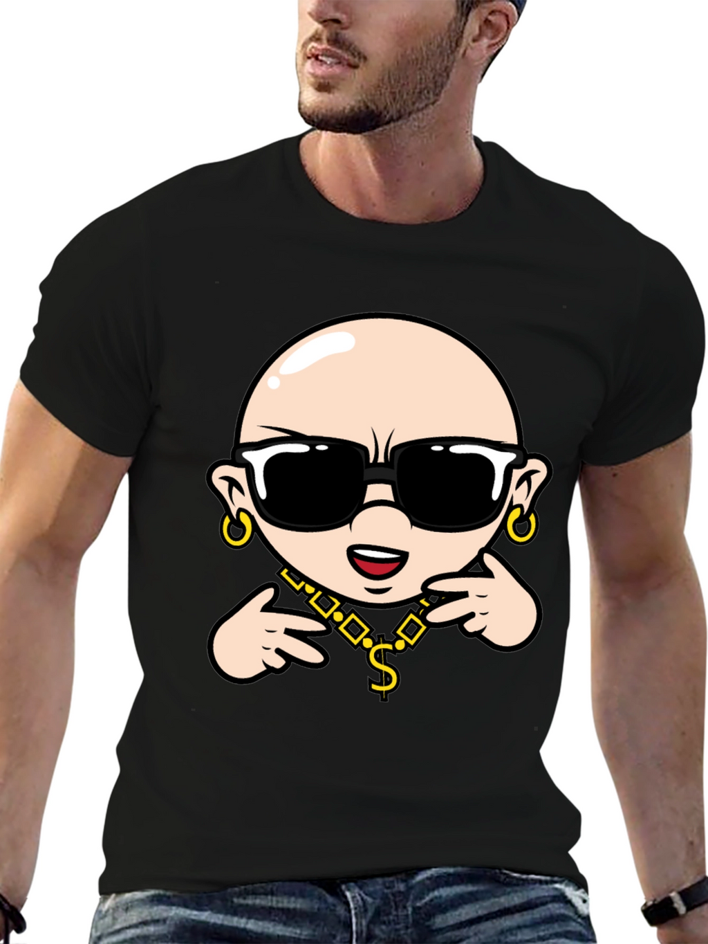 Cool Cartoon Character Black T-Shirt