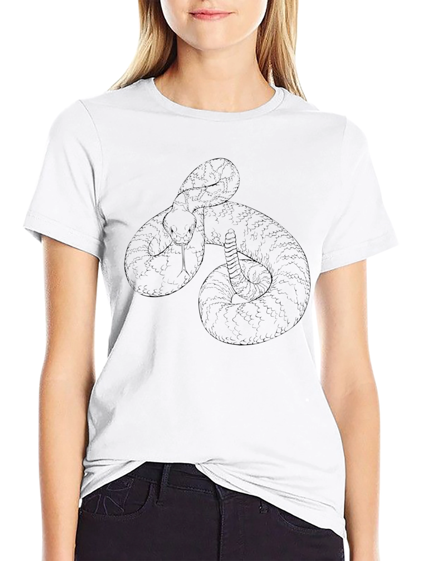 Mens Black Snake Graphic T-Shirt