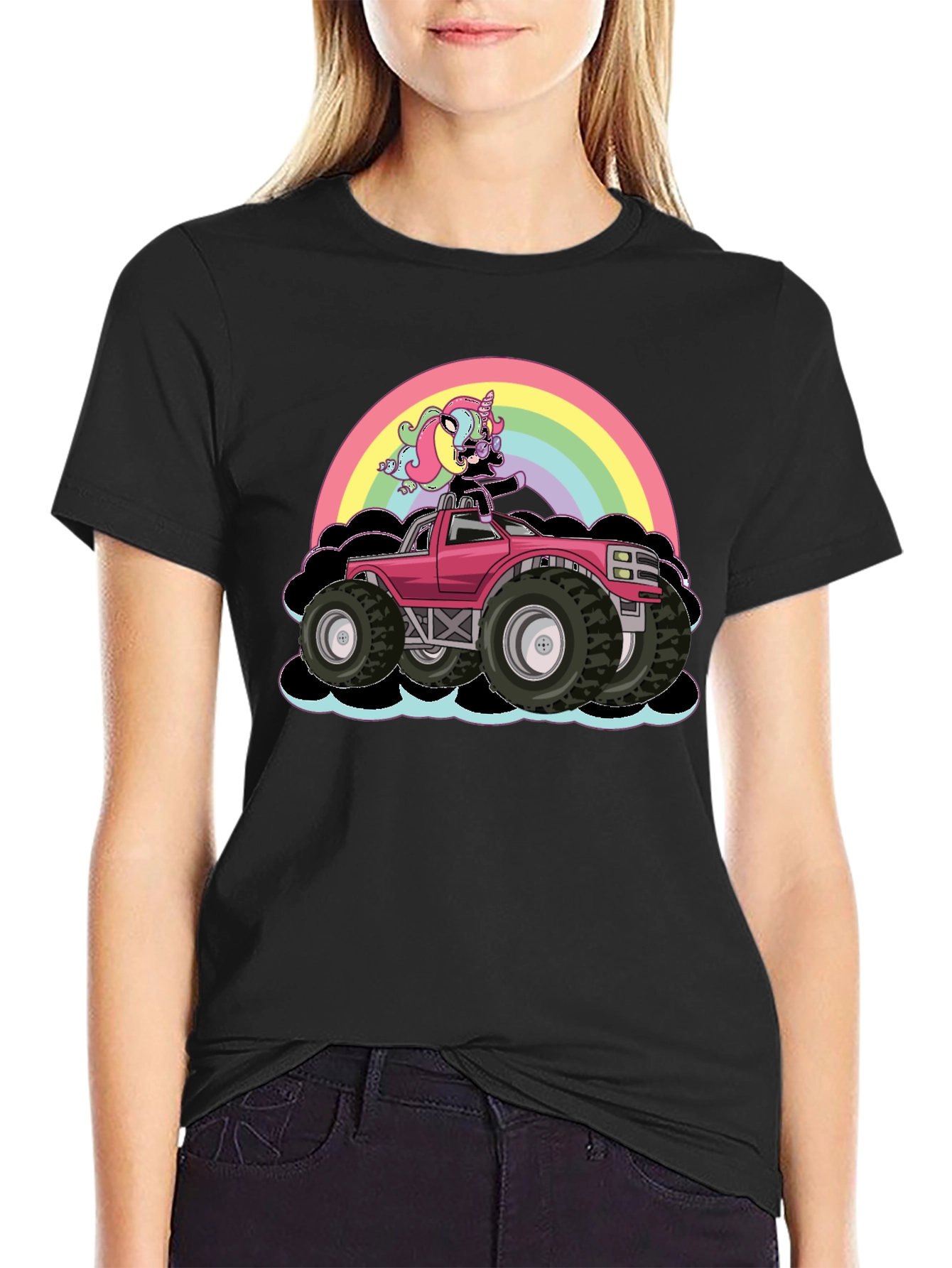 Unicorn Monster Truck T-Shirt - Rainbow Design