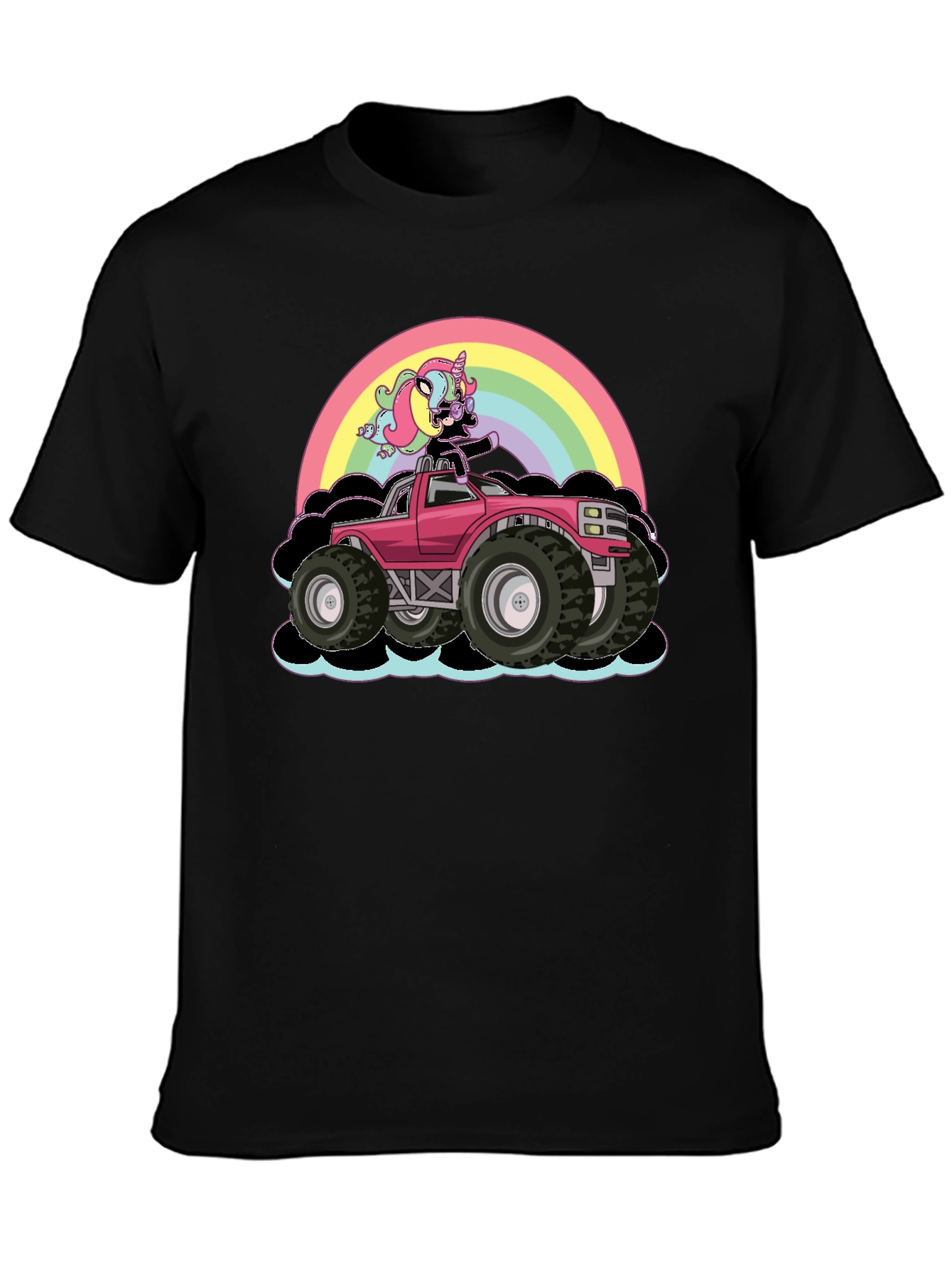 Unicorn Monster Truck T-Shirt - Rainbow Design
