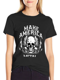 Make America Metal Skull Graphic Black T-Shirt