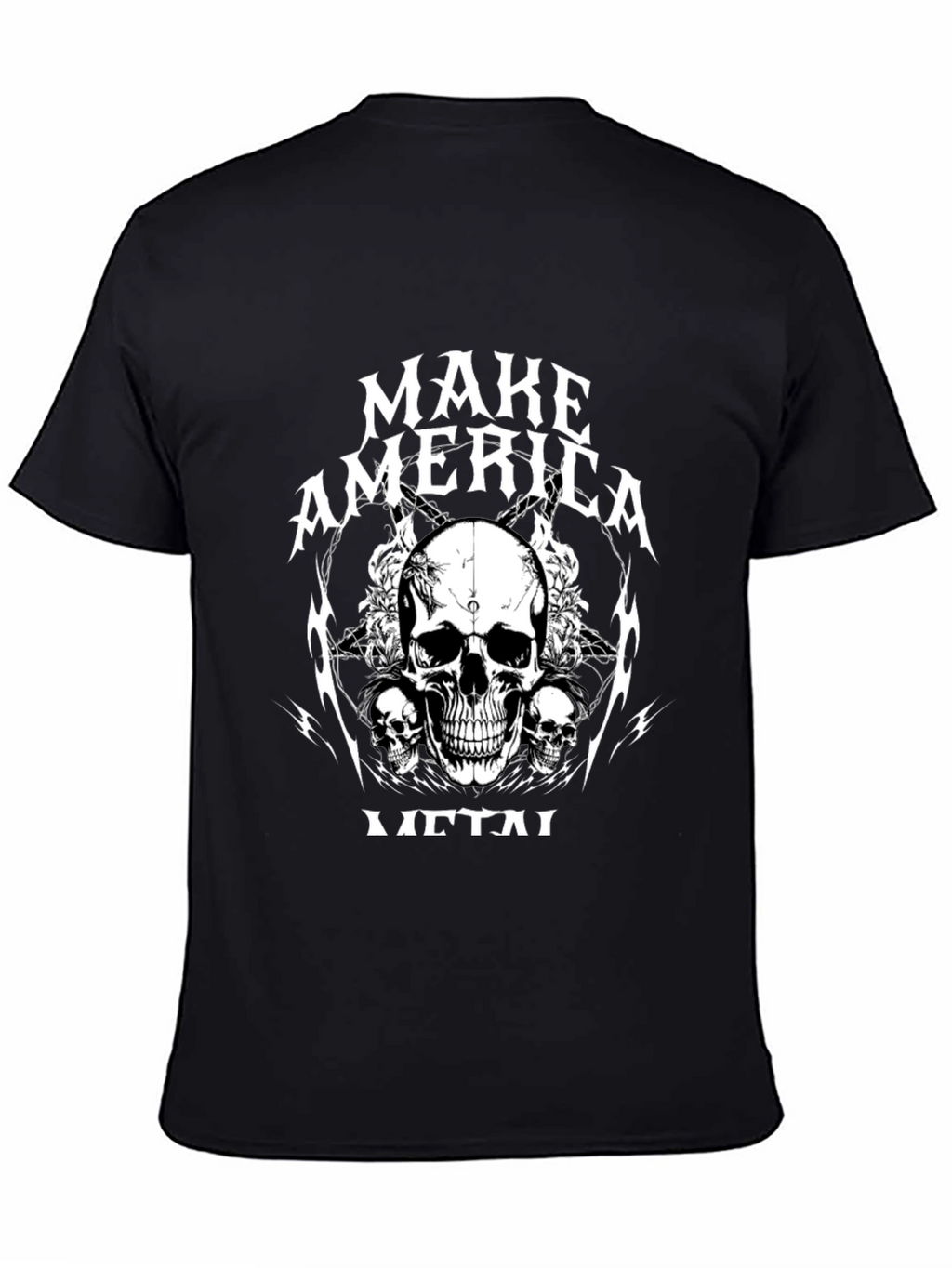 Make America Metal Skull Graphic Black T-Shirt