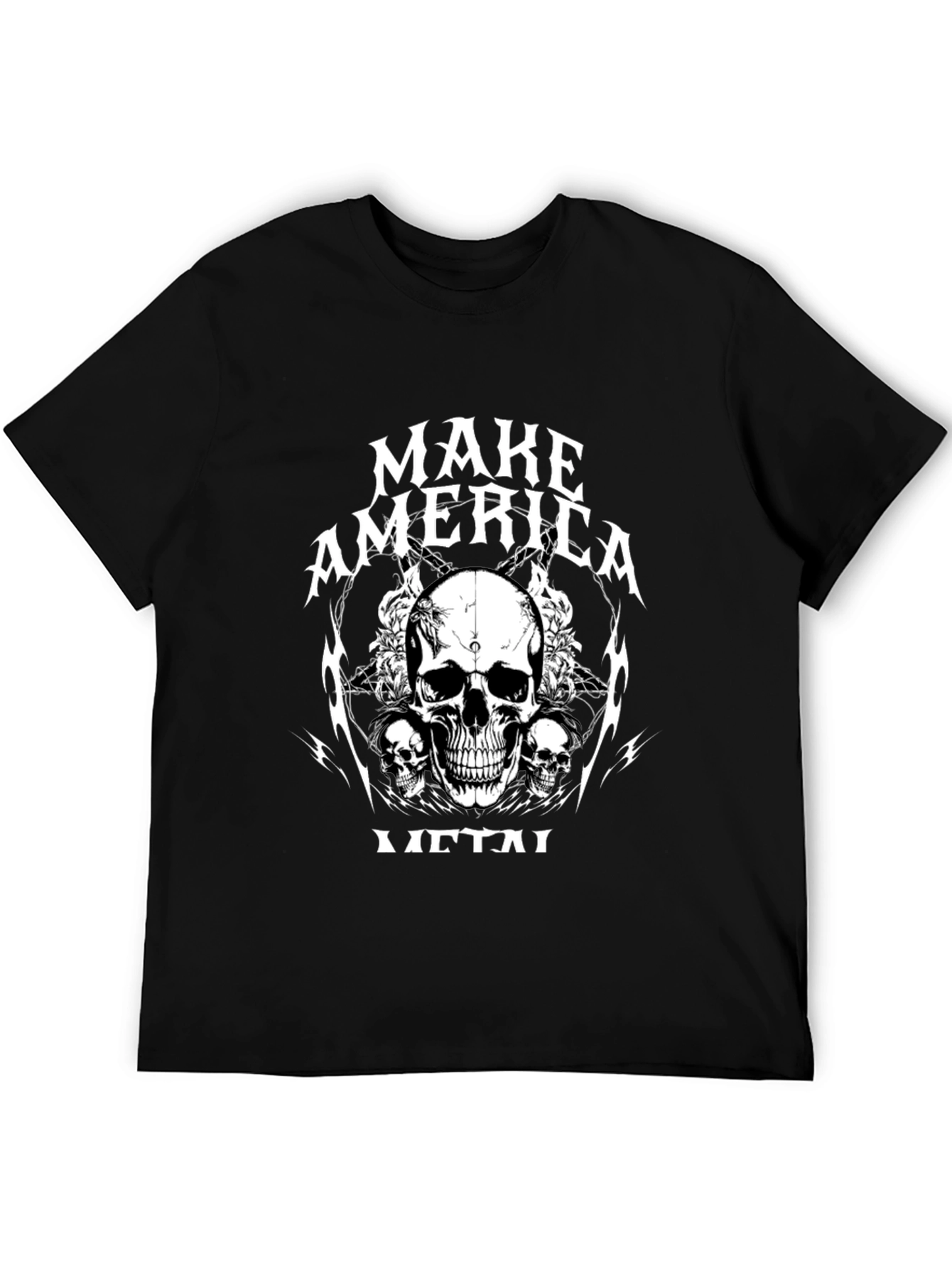 Make America Metal Skull Graphic Black T-Shirt