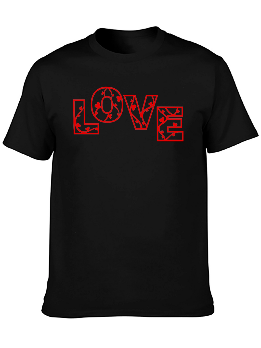 Floral LOVE Print Black T-Shirt