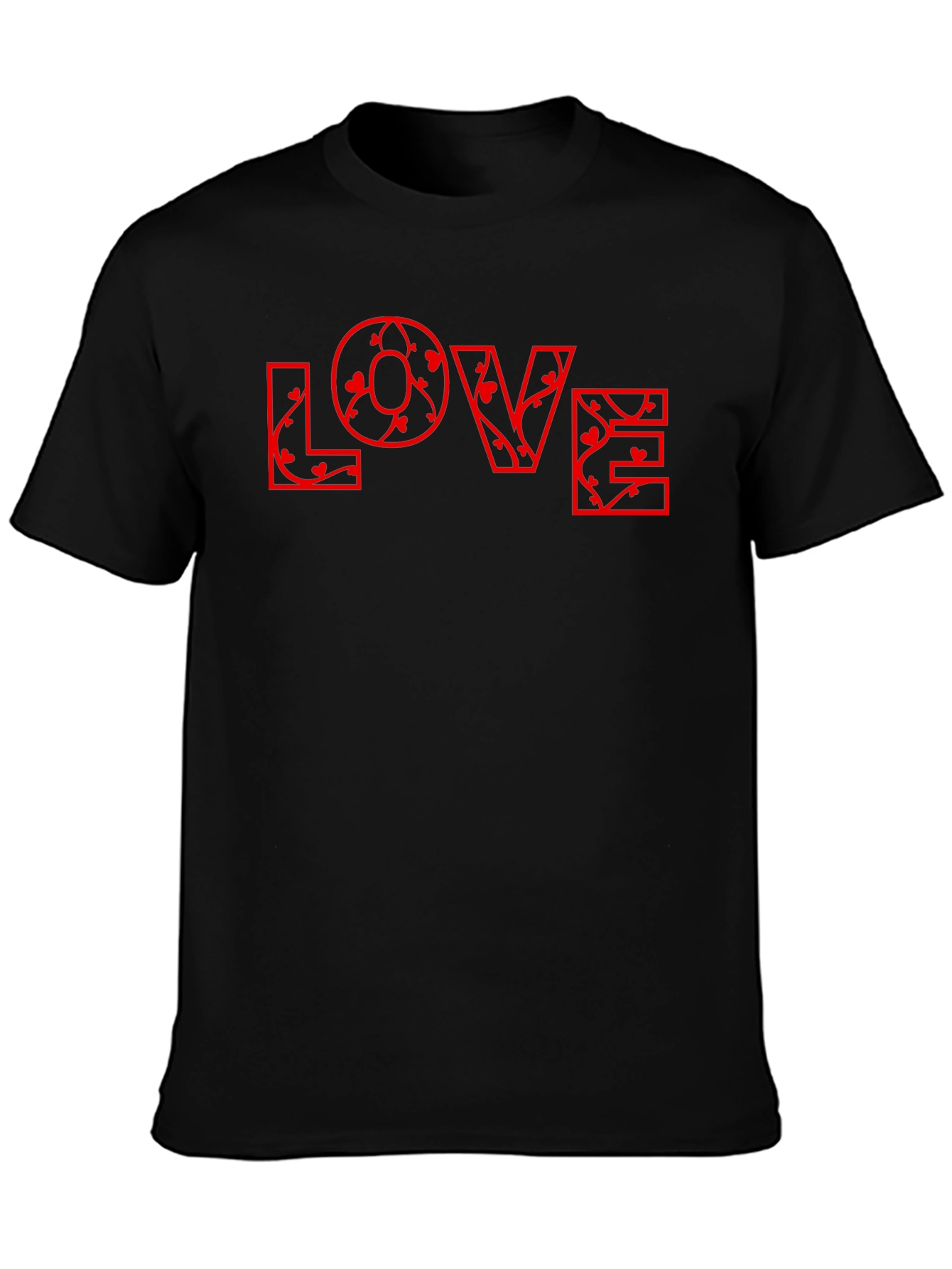 Floral LOVE Print Black T-Shirt