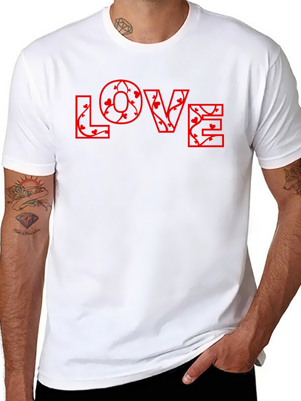 Floral LOVE Print Black T-Shirt