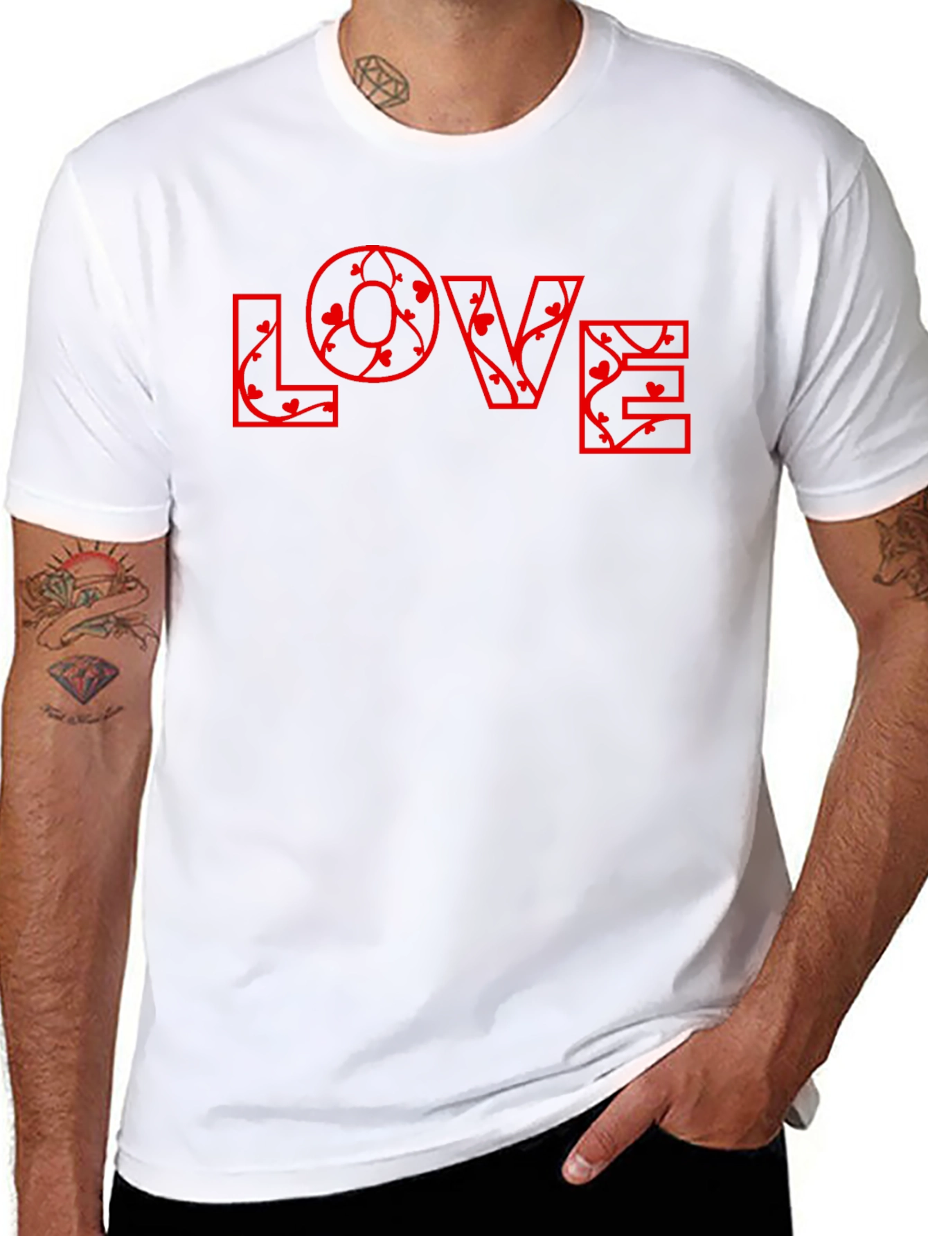 Floral LOVE Print Black T-Shirt
