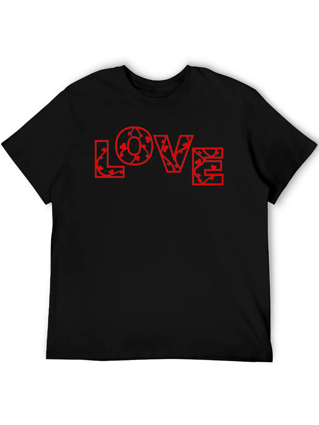 Floral LOVE Print Black T-Shirt