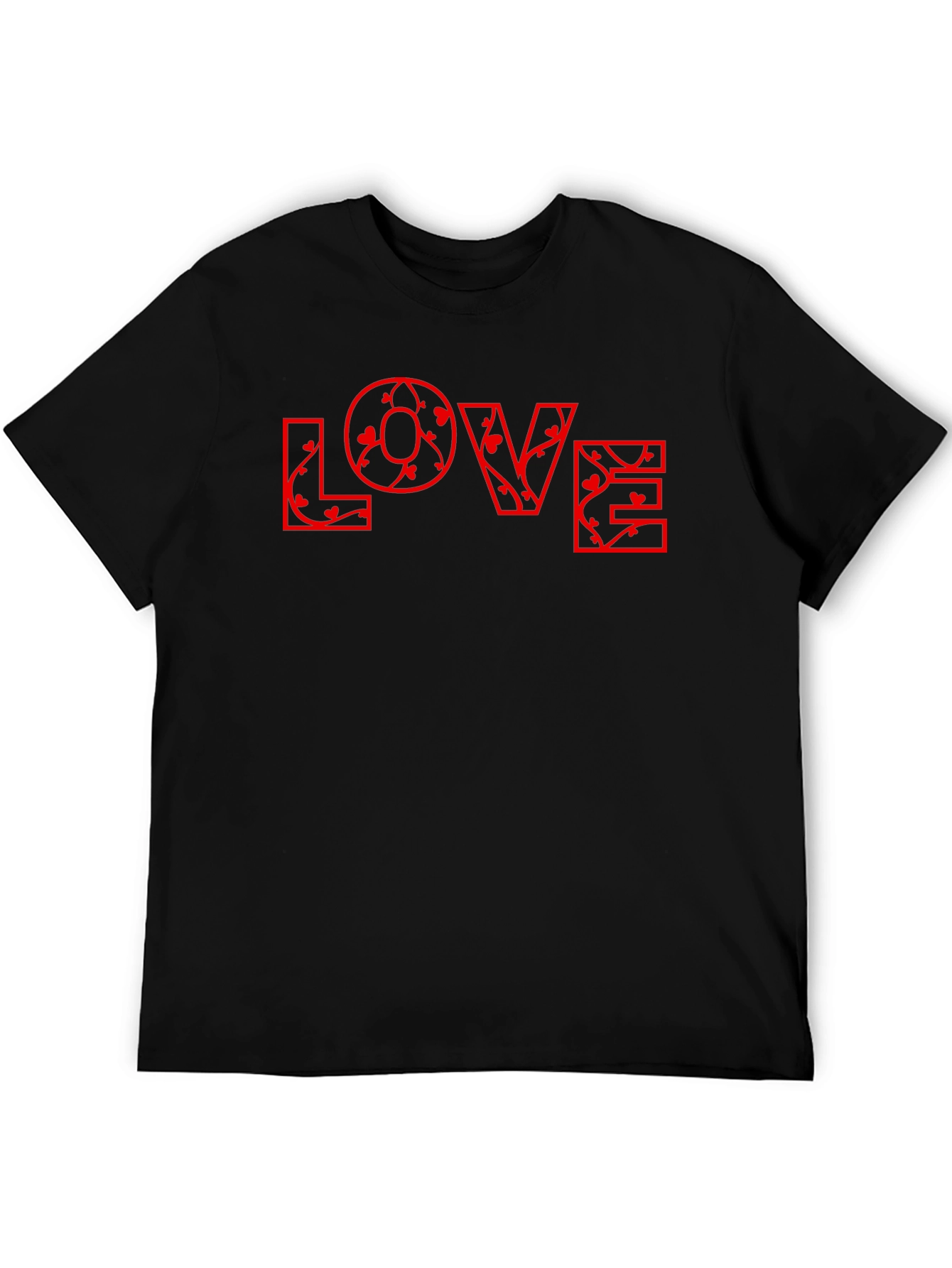 Floral LOVE Print Black T-Shirt