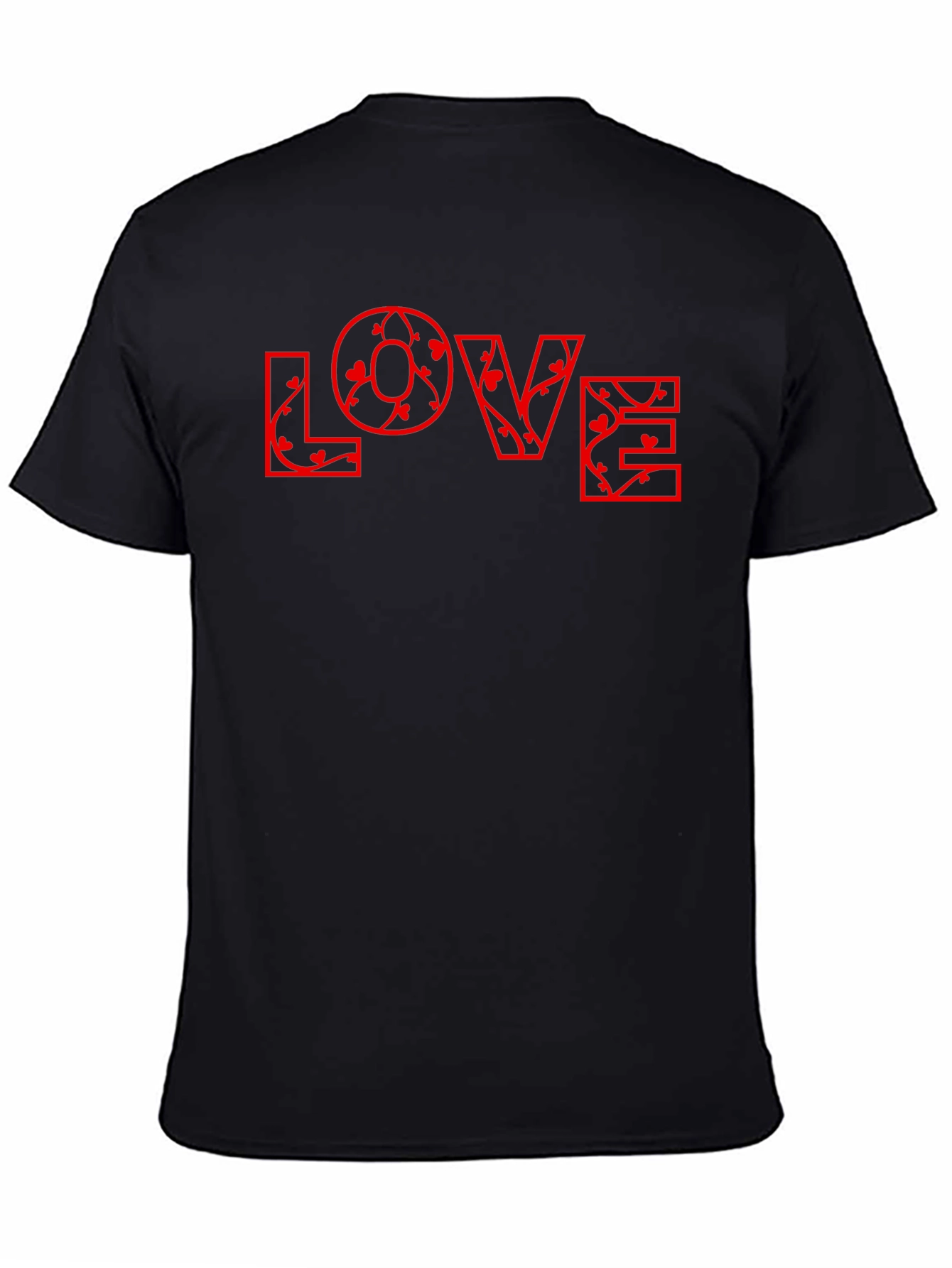 Floral LOVE Print Black T-Shirt