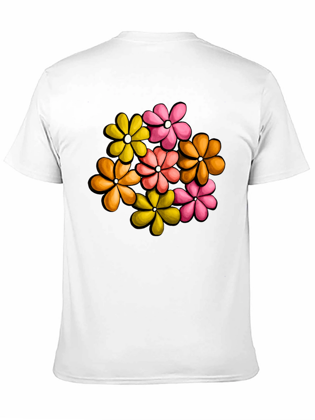 Retro Floral Graphic Tee - Black Cotton T-Shirt