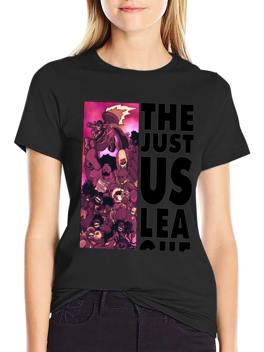 The Just Us League Black Graphic Tee