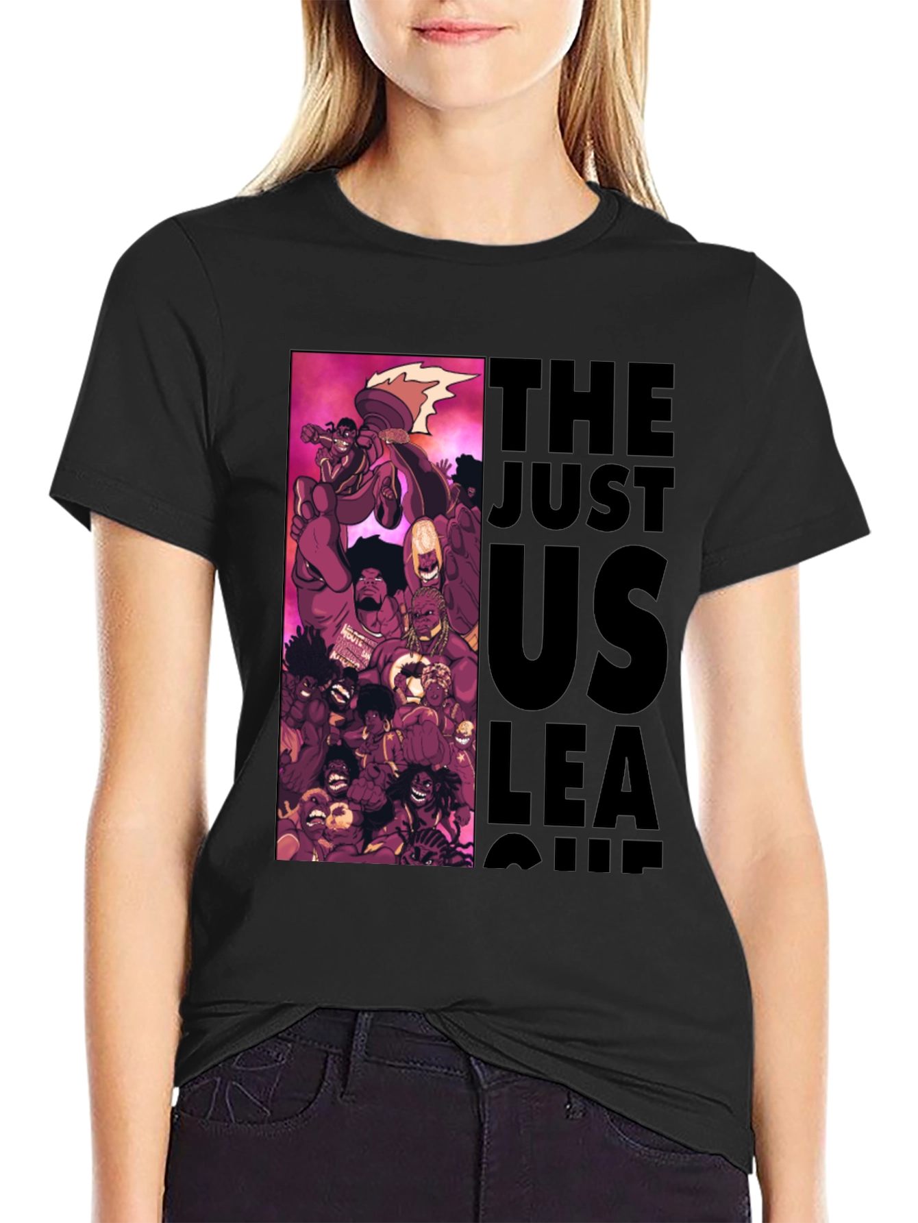 The Just Us League Black Graphic Tee