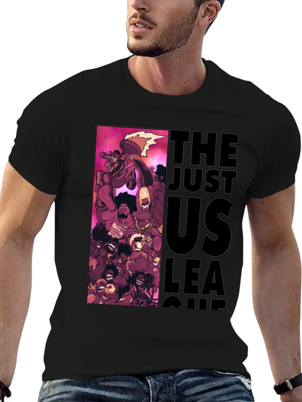 The Just Us League Black Graphic Tee