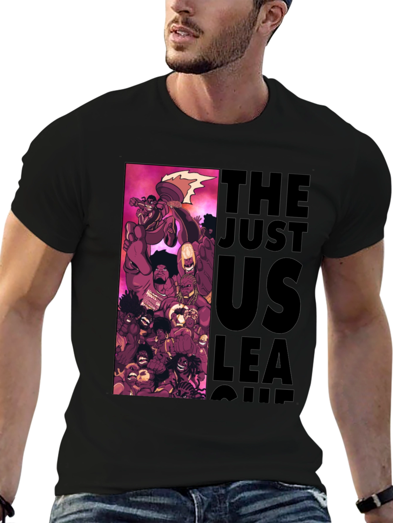 The Just Us League Black Graphic Tee