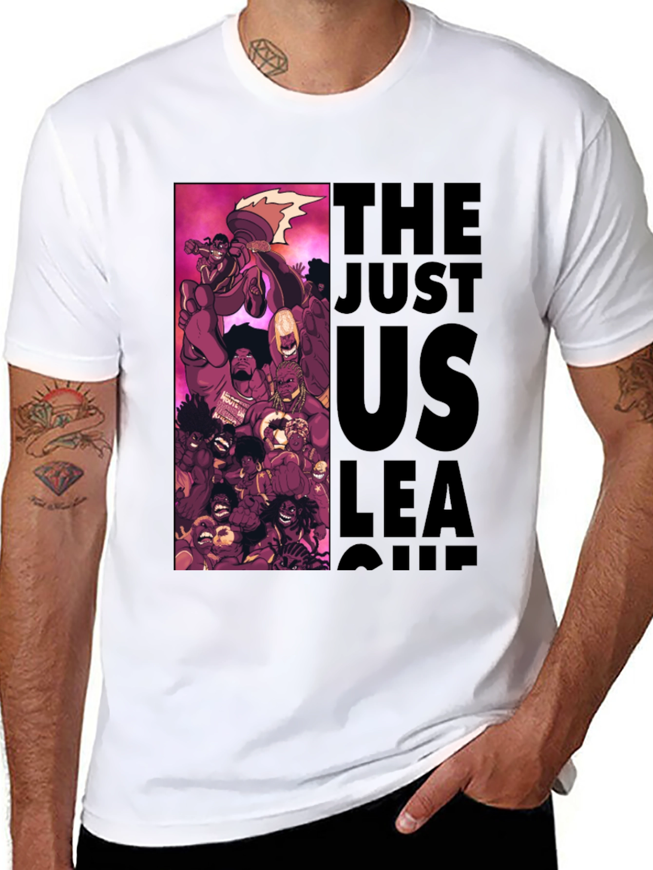 The Just Us League Black Graphic Tee