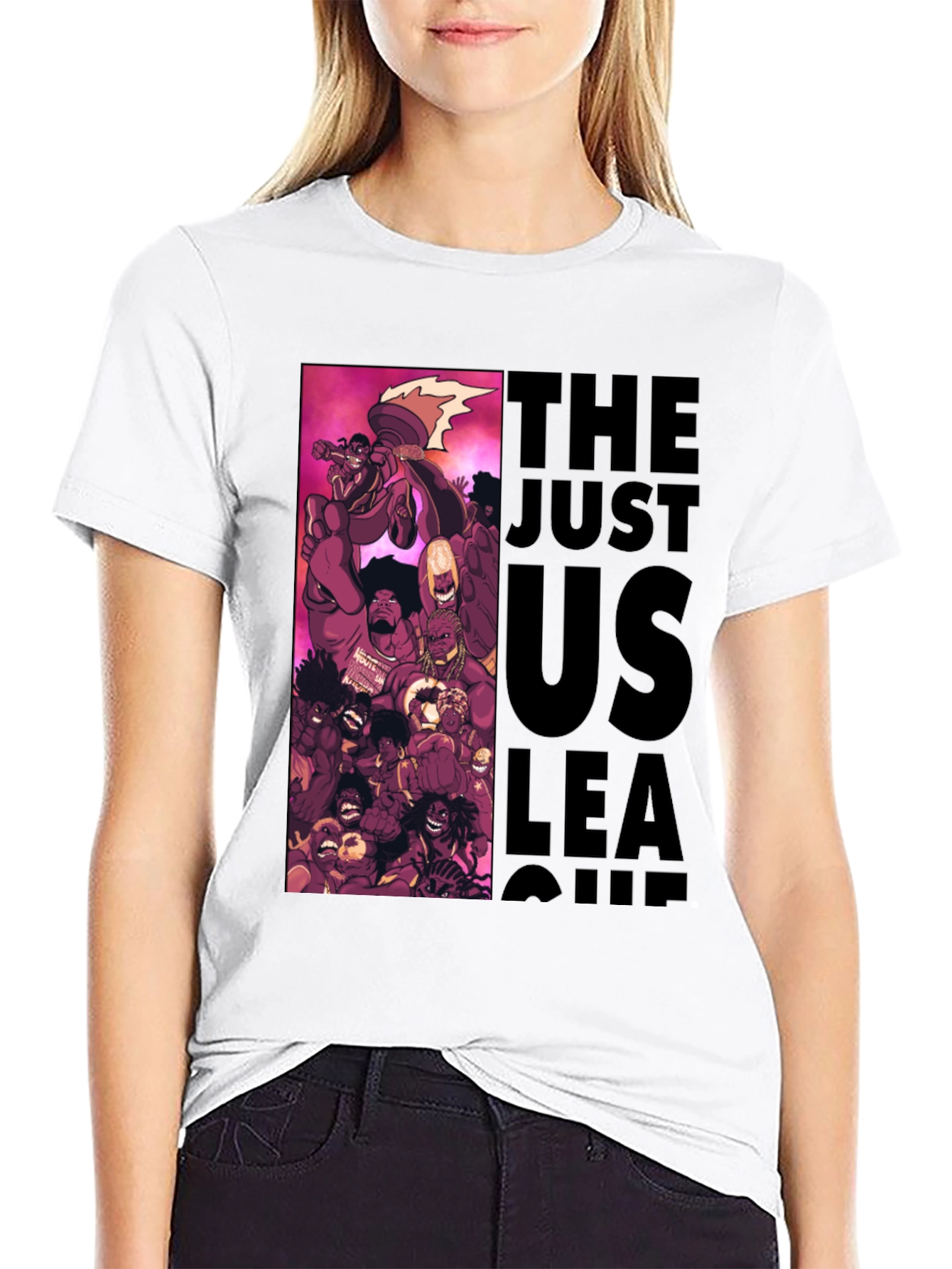 The Just Us League Black Graphic Tee